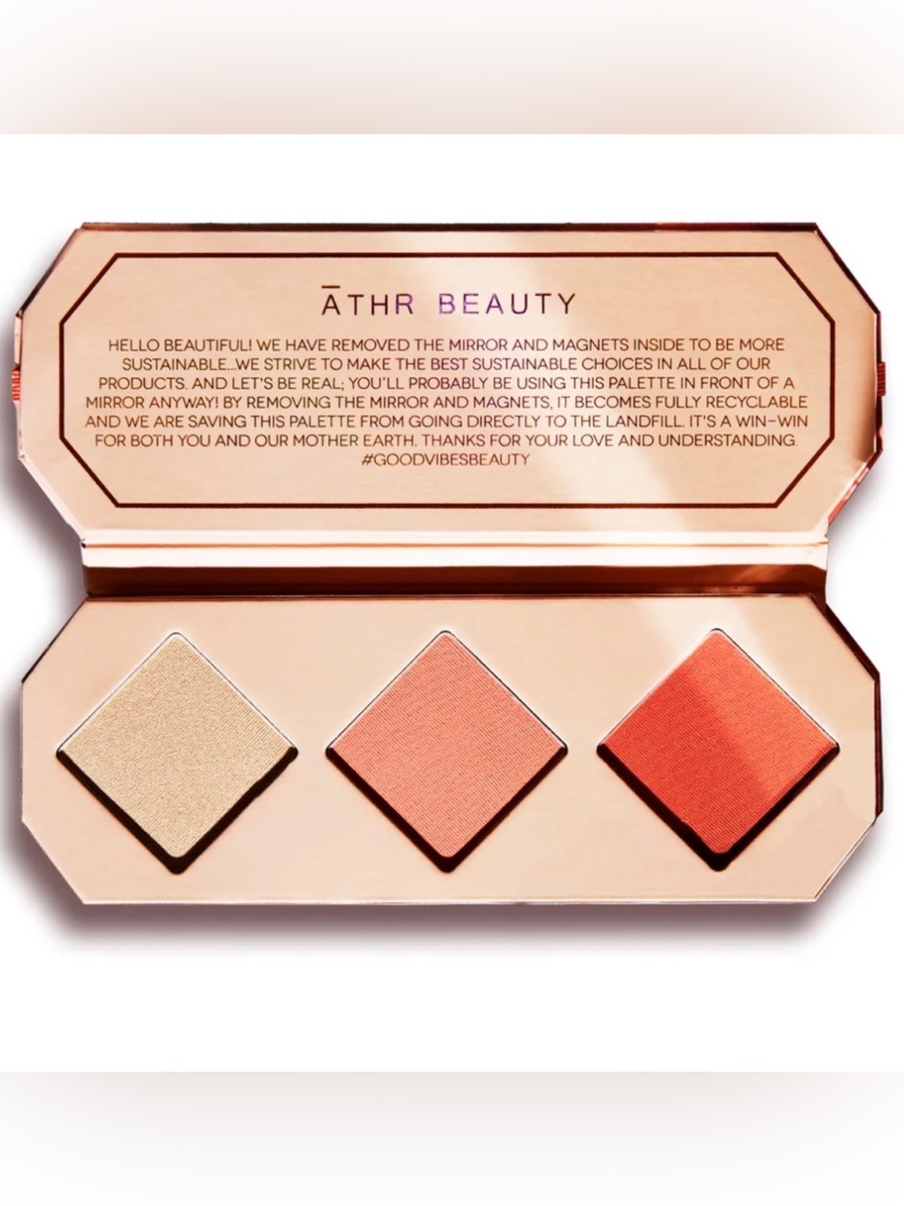New Ath Beauty Peach Trio Blush & Highlight Palette Peach Vegan Eco-friendly